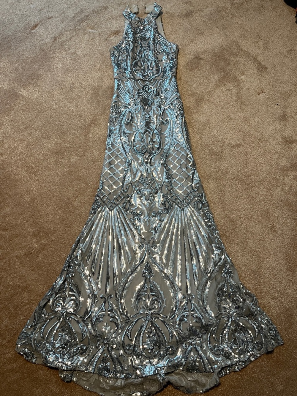 B. Darlin Light Gray Sequin Embellished Dress